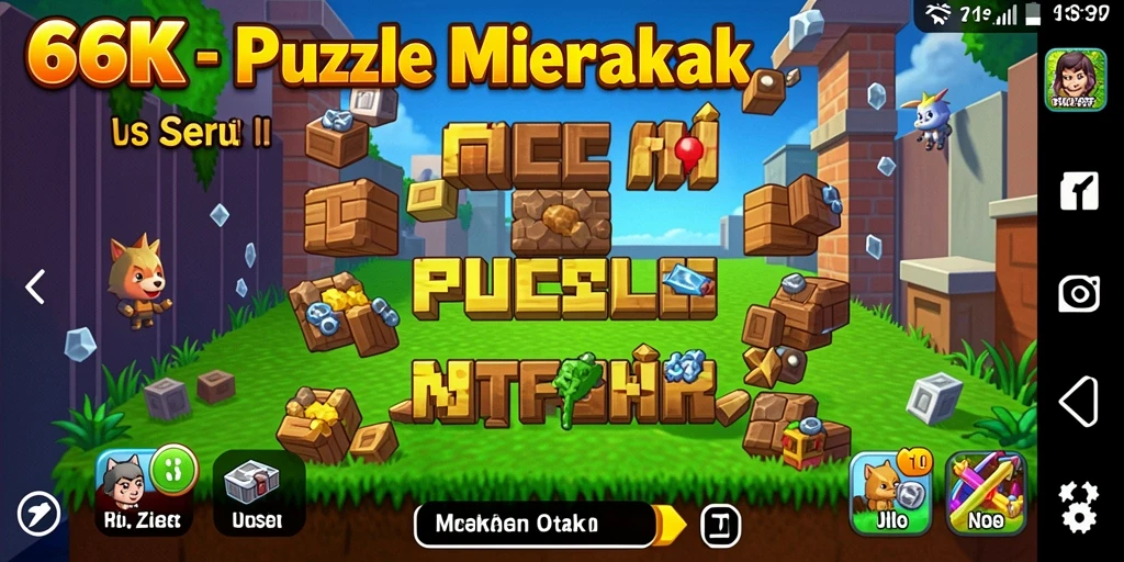 Tangkapan layar gameplay 66K yang menampilkan teka-teki seru dan penuh warna.