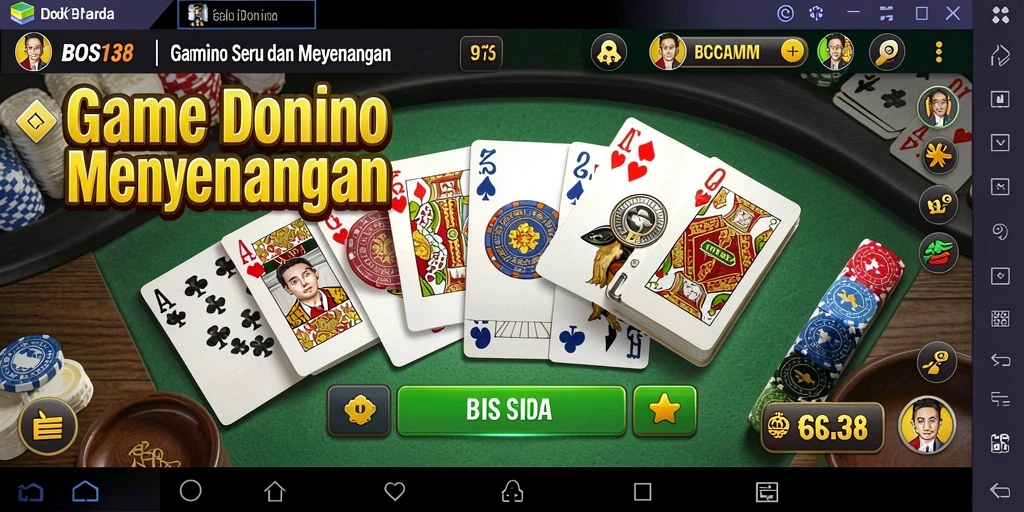 Tampilan gameplay seru dalam game Domino BOS138.