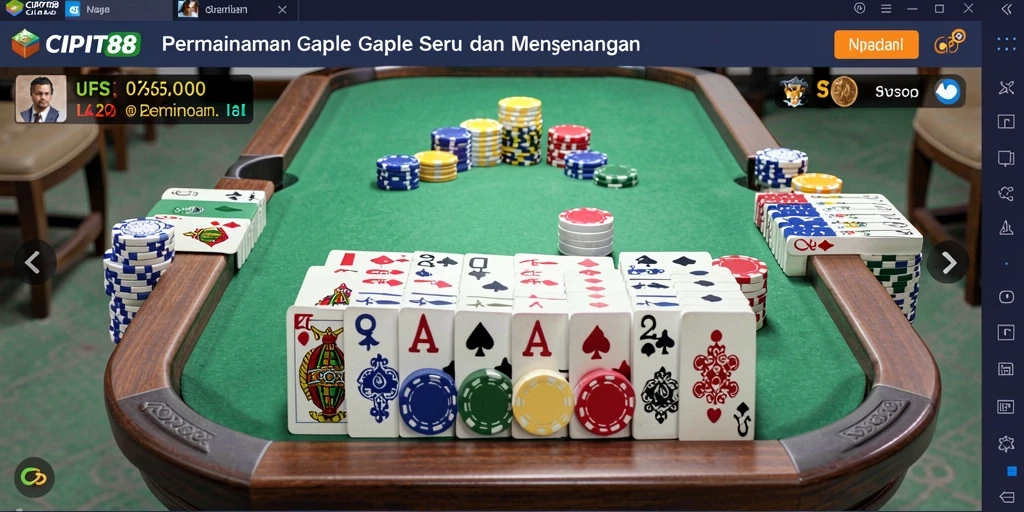 Tampilan menarik dari gameplay Gaple di CIPIT88.
