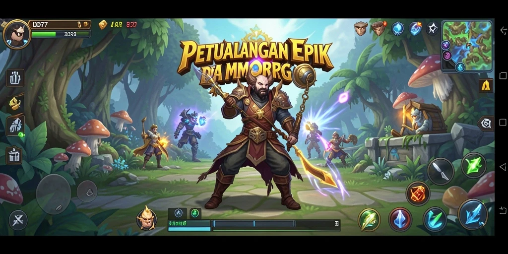 Screenshot menampilkan pertempuran epik dalam permainan MMORPG.