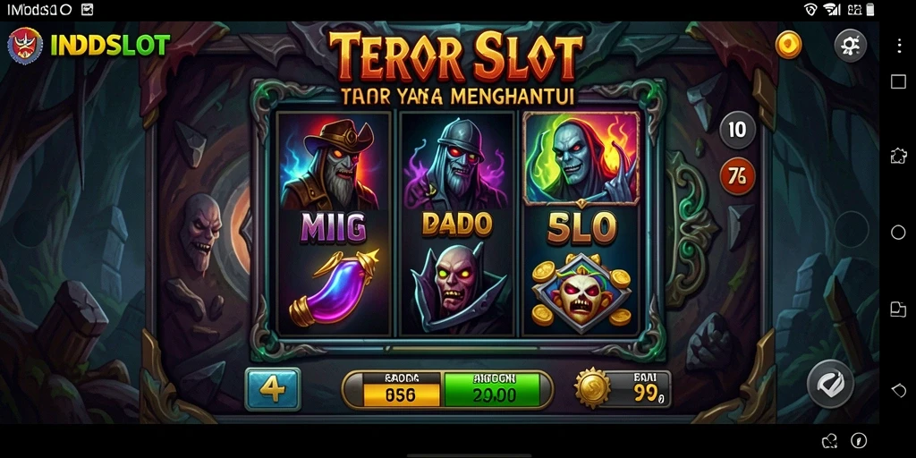 Gambaran gameplay menegangkan dari INDSLOT dengan berbagai elemen horor.