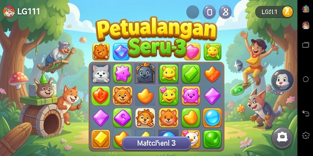 Tampilan gameplay seru dari LG111 dengan tantangan Match-3.