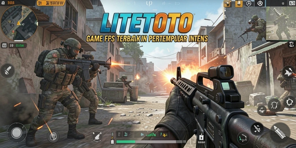 Tangkapan layar gameplay LITETOTO dengan aksi tembak-menembak yang seru.