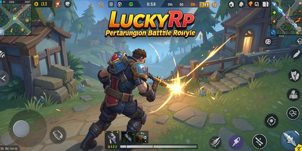 Screenshot gameplay LUCKYRP yang menunjukkan aksi Battle Royale yang intens.