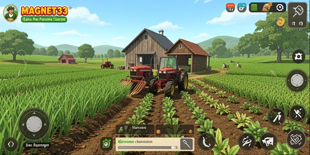 Tampilan menarik gameplay pertanian di MAGNET33.