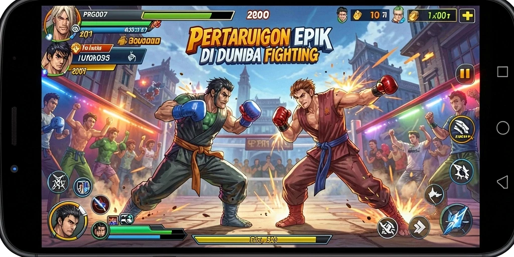 Tampilan aksi seru dalam game Fighting PRG007.