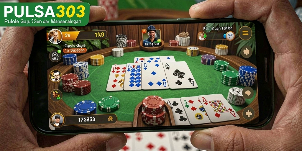 Tampilan unik dari gameplay Gaple di PULSA303 yang seru dan interaktif.