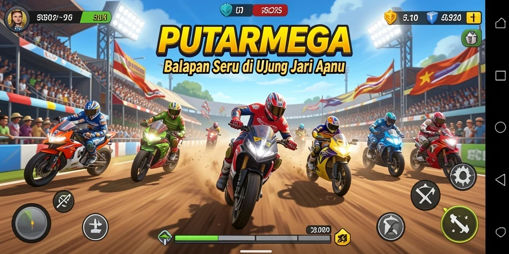 Tampilan seru dari gameplay balapan di PUTARMEGA.