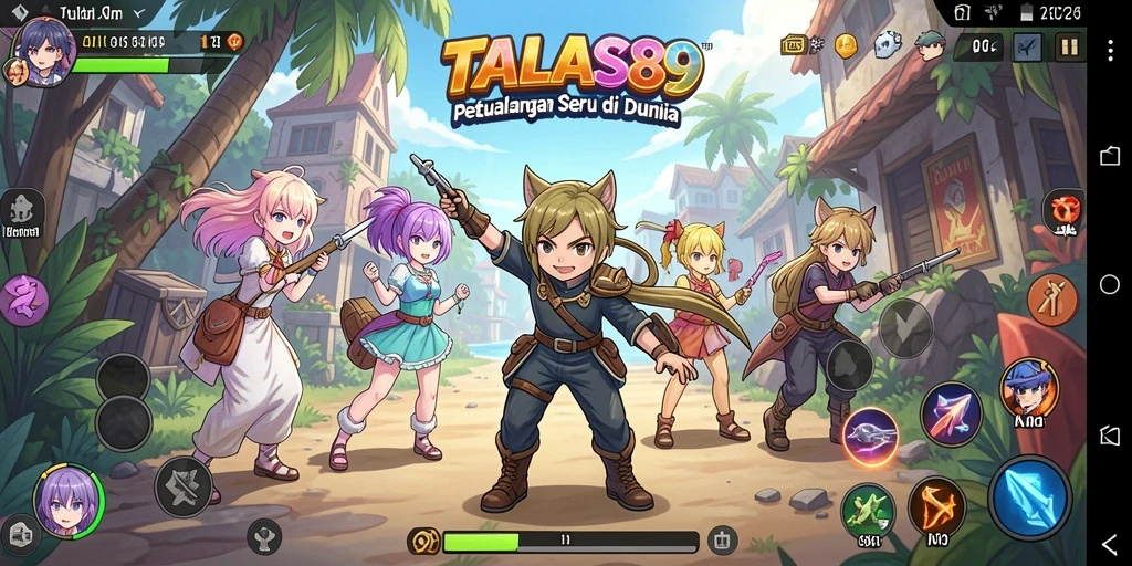 Tampilan gameplay TALAS89 dengan karakter anime beraksi.